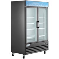 Avantco GDC-49F-HC 53 inch Black Swing Glass Door Merchandiser Freezer with LED Lighting