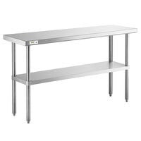 Regency 18 inch x 60 inch 16-Gauge 304 Stainless Steel Commercial Work Table with Undershelf
