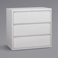 Hirsh Industries 23705 HL8000 Series White Three-Drawer Lateral File Cabinet - 42 inch x 18 5/8 inch x 40 1/4 inch