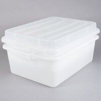Vollrath 1535BRS6-C05 Traex® Color-Mate White 20 inch x 15 inch x 7 inch Bus Tub / Food Storage Box Drain Box Set with Raised Snap-On Lid - Bulk