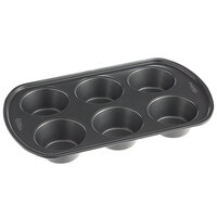 Wilton 191002980 Perfect Results 6 Cup 3.2 oz. Non-Stick Steel Muffin / Cupcake Pan - 7 5/16" x 11 15/16"