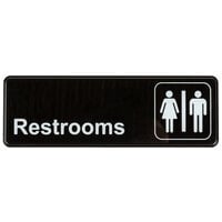 Black and White Unisex Restrooms Sign 9" x 3"