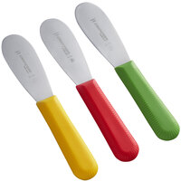 Dexter-Russell 18503 Sani-Safe 3-Pack 3 1/2 inch Smooth Sandwich Spreaders in Red, Yellow, and Green