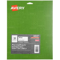 Avery® 60537 PermaTrack 1 1/4 inch x 2 3/4 inch Destructible Asset Labels - 112/Pack