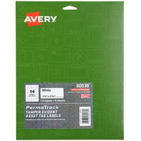 Avery® 60536 PermaTrack 1 1/4 inch x 2 3/4 inch Tamper-Evident Asset Labels - 112/Pack
