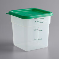 Cambro 4SFSPPSW3190 CamSquares 4 Qt. Translucent Square Food Storage Container with Green Gradations and Lid - 3/Pack