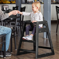 Lancaster Table & Seating Assembled Standard Height Restaurant Wooden High Chair with Black Finish