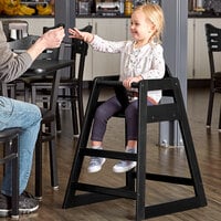 Lancaster Table & Seating Assembled Standard Height Wooden High Chair with Black Finish
