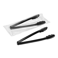 Visions 12" Extra Heavy-Duty Black Disposable Polypropylene Tongs