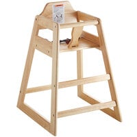 Lancaster Table & Seating Assembled Standard Height Restaurant Wooden High Chair with Natural Finish