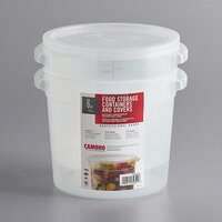 Cambro RFS6PPSW2190 6 Qt. Translucent Round Food Storage Container with Red Gradations and Lid - 2/Pack