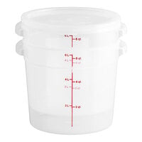 Cambro 6 Qt. Translucent Round Polypropylene Food Storage Container and Lid - 2/Pack