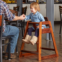 Lancaster Table & Seating Assembled Standard Height Restaurant Wooden High Chair with Walnut Finish