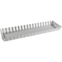 Fat Daddio's PFT-1375 ProSeries 13" x 4" x 1" Rectangular Anodized Aluminum Fluted Tart / Quiche Pan with Removable Bottom