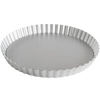 Fat Daddio's PFT-95 ProSeries 9 1/2" x 1" Round Anodized Aluminum Fluted Tart / Quiche Pan with Removable Bottom