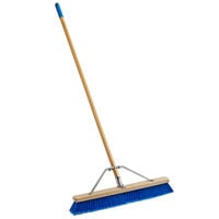 Carlisle 367382TC14 24" Hardwood Push Broom with Blue Flagged Polypropylene Bristles, Brace, and Hardwood Handle