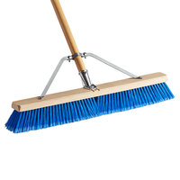 Carlisle 367382TC14 24 inch Hardwood Push Broom with Blue Flagged Polypropylene Bristles, Brace, and Hardwood Handle