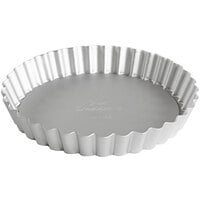 Fat Daddio's PFT-65 ProSeries 6 1/2" x 1" Round Anodized Aluminum Fluted Tart / Quiche Pan with Removable Bottom