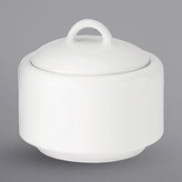 Corona by GET Enterprises PA1101708712 Actualite 8.5 oz. Bright White Porcelain Sugar Bowl with Lid - 12/Case