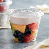 Fabri-Kal Greenware 9 oz. Compostable Clear Plastic Parfait Cup with 4 oz. Insert and Flat Lid - 100/Pack