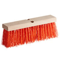 Carlisle 36111624 Flo-Pac 16 inch Hardwood Push Broom Head with Orange Polypropylene Bristles