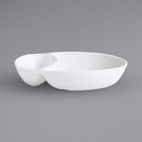 Corona by GET Enterprises PA1101439712 Actualite 16.9 oz. Bright White Porcelain Two-Compartment Chip and Dip Dish - 12/Case