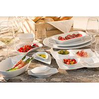 Corona by GET Enterprises PA1101439712 Actualite 16.9 oz. Bright White Porcelain Two-Compartment Chip and Dip Dish - 12/Case