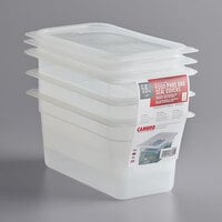 Cambro 36PPSW3190 1/3 Size 6" Deep Translucent Polypropylene Food Pan with Seal Cover - 3/Pack