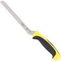 Mercer Culinary M22418YL Millennia Colors® 8" Offset Serrated Edge Bread / Sandwich Knife with Yellow Handle