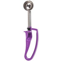 Vollrath 47378 Jacob's Pride #40 Purple Extended Length Squeeze Handle Disher - 0.72 oz.