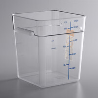 Vigor 18 Qt. Clear Square Polycarbonate Food Storage Container with Blue Gradations