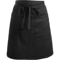 Mercer Culinary M61129BK Genesis® Black Customizable Poly-Cotton Short Bistro Apron - 19" x 29"