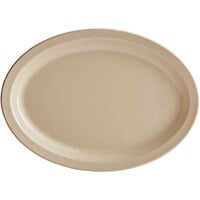 Acopa Foundations 13 1/4" x 9 1/2" Tan Narrow Rim Melamine Oval Platter - 12/Case