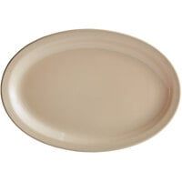 Acopa Foundations 11 1/2 inch x 8 inch Tan Narrow Rim Melamine Oval Platter   - 12/Case
