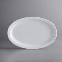 Acopa Foundations 12 3/4" x 8 1/2" White Narrow Rim Melamine Oval Platter - 12/Case