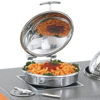 Vollrath 46123 6 Qt. Intrigue Solid Top Round Induction Chafer with Stainless Steel Trim and Stainless Steel Food Pan