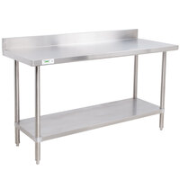 Regency 24" x 48" 16-Gauge Stainless Steel Commercial Work Table with 4" Backsplash and Undershelf