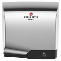 World Dryer L-970A SLIMdri Polished Chrome Aluminum Surface-Mounted ADA Hand Dryer - 110-120V/208V/220-240V, 950W