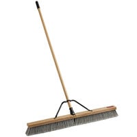 Rubbermaid 2040049 36 inch Hardwood Push Broom with Flagged PET / Polypropylene Bristle Blend and Hardwood Handle