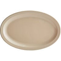 Acopa Foundations 12 3/4" x 8 1/2" Tan Narrow Rim Melamine Oval Platter - 12/Case