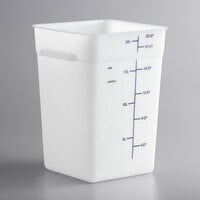Vigor 22 Qt. White Square Polyethylene Food Storage Container with Blue Graduations