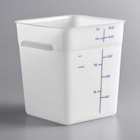 Vigor 18 Qt. White Square Polyethylene Food Storage Container with Blue Graduations