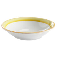 Corona by GET Enterprises PA1600703724 Calypso 10 oz. Bright White Porcelain Grapefruit Bowl with Yellow and Coral Rim - 24/Case