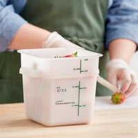 Vigor 4 Qt. White Square Polyethylene Food Storage Container with Green Graduations