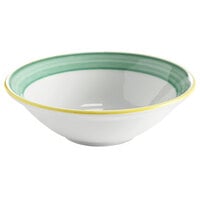 Corona by GET Enterprises PA1603703724 Calypso 10 oz. Bright White Porcelain Grapefruit Bowl with Green and Yellow Rim - 24/Case