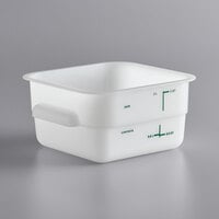 Vigor 2 Qt. White Square Polyethylene Food Storage Container with Green Graduations