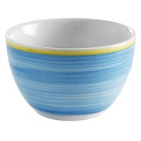 Corona by GET Enterprises PA1601904524 Calypso 8.8 oz. Blue Porcelain Bouillon Cup with Yellow Rim - 24/Case