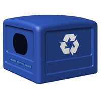 Commercial Zone 746104 42 Gallon Blue Square Recycling Bin Lid with Blue Decals