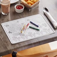 Choice 10 inch x 14 inch Kids Dinosaur Double Sided Interactive Placemat with 4 Pack Kids' Restaurant Crayons in Cello Wrap - 1000/Case