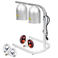 Avantco W62 Silver 2 Bulb Free Standing Heat Lamp / Food Warmer with Red Bulbs - 120V, 500W